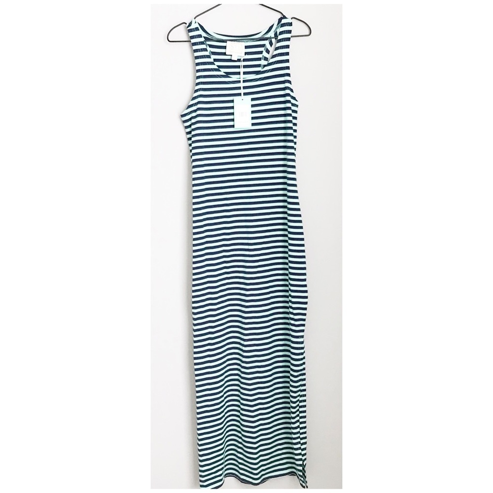 Sail to Sable Striped Blue Green Maxi Dress Small